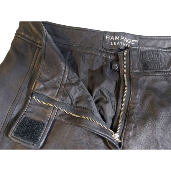Y2K Rampage Leather Pants in Black Straight Leg Fully Lined Sz 7 JRS - Picture 6 of 8
